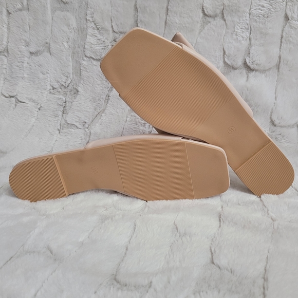 Coutgo Womens Nude Size 11 Open Toe Bow Strap Slide Sandals - Picture 8 of 11